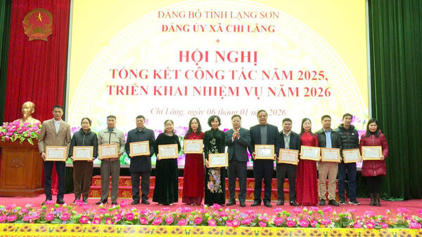 UBND xã Chi Lăng tổ chức hội nghị tổng kết công tác thi đua khen thưởng năm 2025, triển khai nhiệm vụ năm 2026.