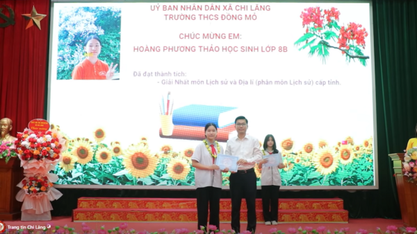 Trường THCS Đồng Mỏ phát thưởng cho giáo viên, học sinh đạt giải cấp tỉnh